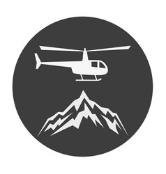 Heliskiing Flat Icon With Helicopter And Mountains