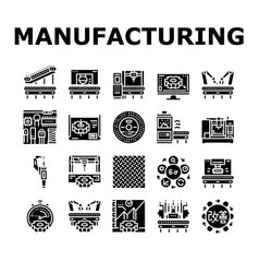 Manufacturing Industry Factory Icons Set