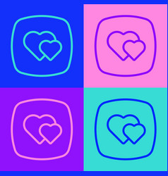 Pop Art Line Heart Icon Isolated On Color