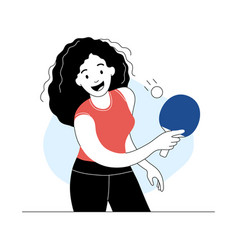 Cheerful Girl Playing Table Tennis With Racket