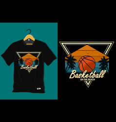 Basketball On The Beach Retro Vintage T Shirt