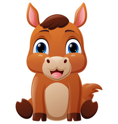 Cute Baby Horse Cartoon Sitting