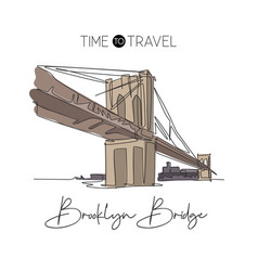 One Single Line Drawing Brooklyn Bridge Landmark