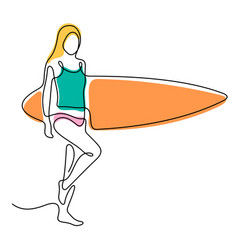 Surfer Girl One Line Colourful