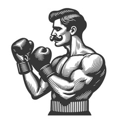 Vintage Boxer With Gloves Sketch