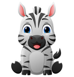 Cute Baby Zebra Cartoon Sitting