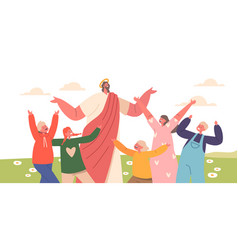 Jesus And Children Playing Celebrating