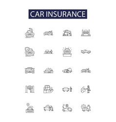 Car Insurance Line Icons And Signs