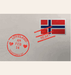 Postage Stamp Envelope With Norway Flag