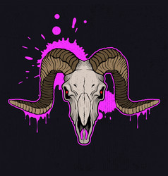 Ram Skull With Dripping Pink Paint