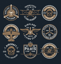 Brown Airplane Emblem Set