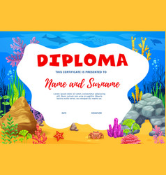 Kids Diploma Certificate With Underwater Landscape