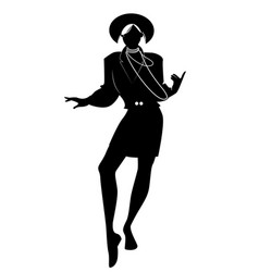 Silhouette of woman dancing new wave music Vector Image