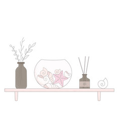 Cute Beach Interior Decor With Vase Bowl