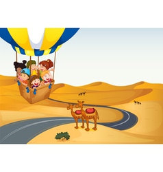 Hot Air Balloon With Kids At The Desert