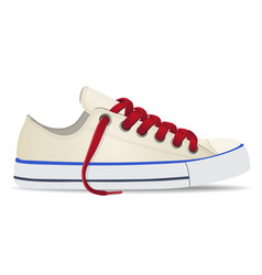 Shoes Gumshoes White With Red Shoelaces Isolated