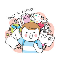 Cartoon Cute Back To School Boy And Girl