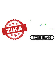 Zika Textured Seal And Azores Islands Map