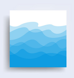 Blue Wave Water Banner Design With Shadow