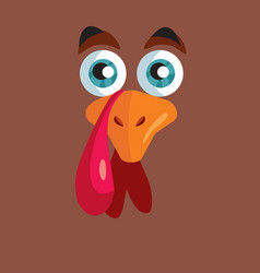 Funny Cartoon Turkey Bird Mascot Face Character