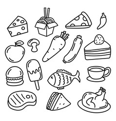 Set Of Food Doodle Isolated On White Background