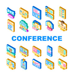 Virtual Conference Event Online Icons Set