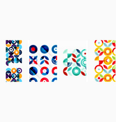 A Set Of Colorful Geometric Patterns On A White