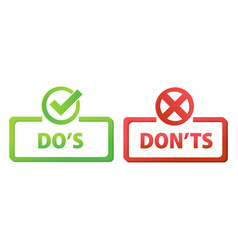 Dos And Donts With Checkmark Cross Icons