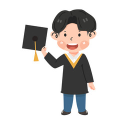 Kid Boy Cartoon Graduation Student