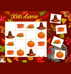 Thanksgiving Sudoku Kids Game With Autumn Leaves