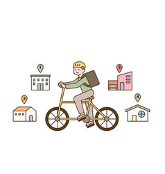 A Delivery Man Is Riding Bicycle Carrying