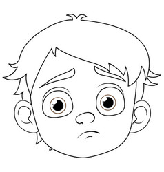 Bored Boy Cartoon Head Doodle Outline