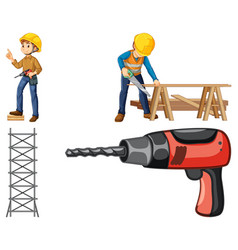 Construction Worker Set With Man Working