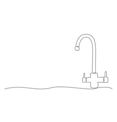 Faucet One Line Drawing Isolated On White