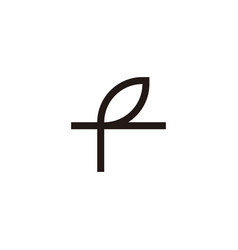 Letter F Leaf Line Geometric Symbol Simple Logo