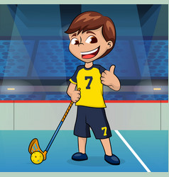 Boy Floorball Player With Floorball