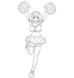 Cheerleader On White Line Art