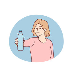 Smiling Woman Holding Bottle Of Water