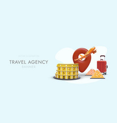 Advertising Banner For Travel Agency In Cartoon