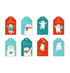 Christmas Tag Set Cartoon Cat Label Kitten