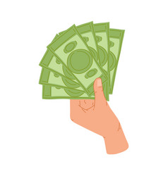 Hand Holding Cash Money - Spread Out Green Dollar