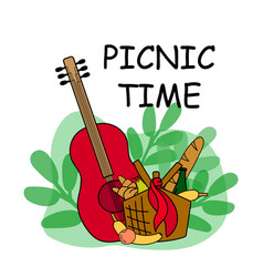 Picnic Party Invitation Card With Food Fruits