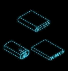 Power Bank Icons Set Neon