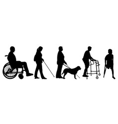 Set Of Silhouettes People With Disabilities