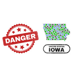 Danger Textured Seal Stamp And Iowa State Map