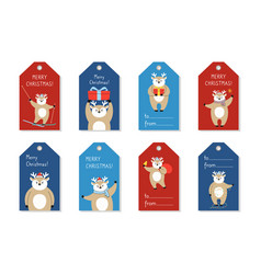 Christmas Tag Template Deer Cartoon Set Label