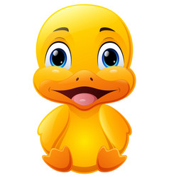 Cute Baby Duck Cartoon Sitting