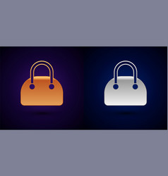 Gold And Silver Handbag Icon Isolated On Black