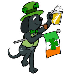 Cartoon Leprechaun Dog Holding A Fla