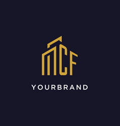 Cf Initial Monogram With Building Logo Design